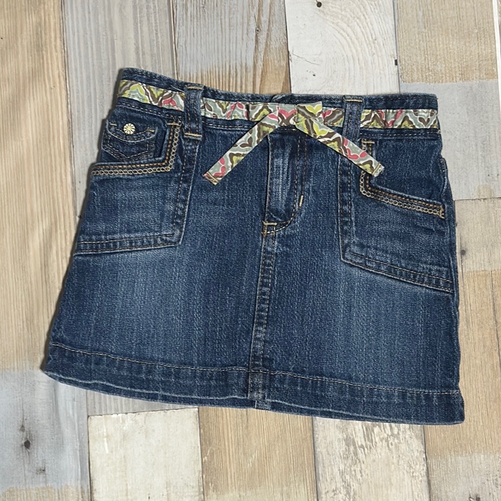 OSHKOSH Denim Skirt with Patterned Belt